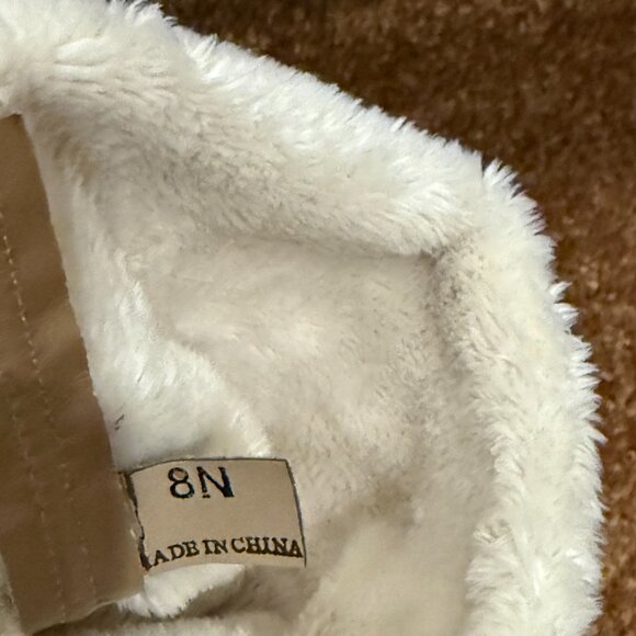 Vaneli Suede Booties with Faux Fur Trim, Tan/Cream, Sz 8N - Picture 9 of 11